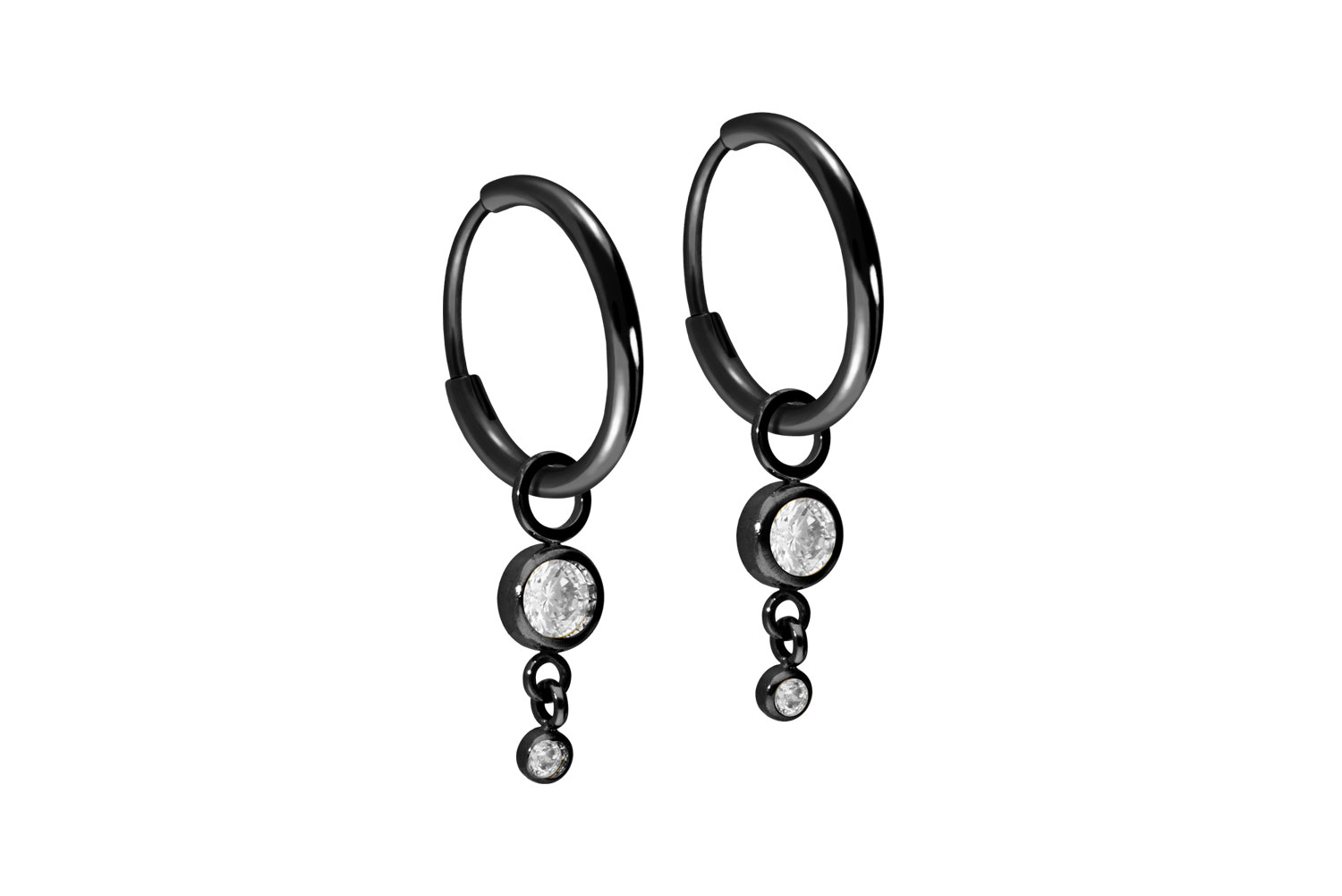 Titan Ohrclicker Creolen 2 RUNDE KRISTALLE von Piercingline